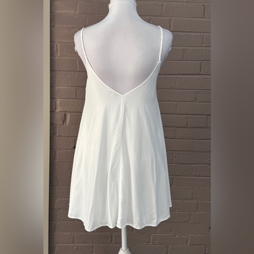 A.Peach white embroidered mini dress / tunic S - Picture 6 of 11